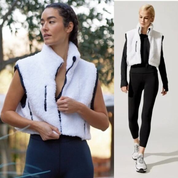 Free People FP Movement Highline Reversible Sherpa Vest Size XS Black White - Picture 1 of 10